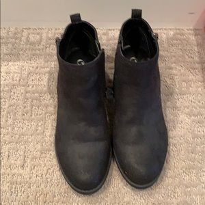 Black, faux suede, Carlos Santana booties